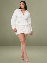 Sylvie White Pinstripe Bubble Shorts