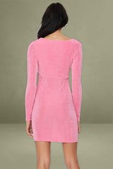 Pink Bodycon Dress Long Sleeve