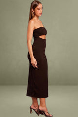 Brown Bodycon Dress Textured