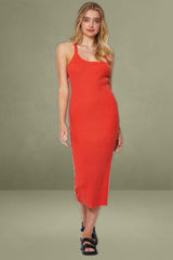 Red Knit Dress Midi