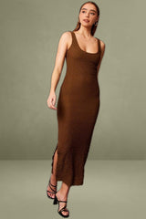 Brown Bodycon Dress Sleeveless Textured