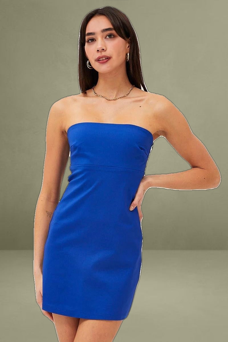 Blue Bodycon Dress Sleeveless Mini