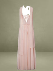 Qianna Baby Pink Peplum Top Drop Waist Chiffon Gown