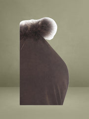 Yael Espresso Vegan Suede Faux Fur Halter Mini Dress