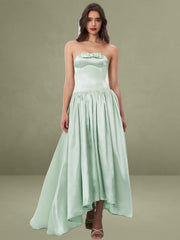 Lael Mint Green Back Button Trailing Gown