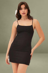 Black Mini Dress Cotton Sateen