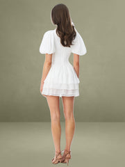 Caitlyn Bubble Sleeve Layered Mini Corset Dress