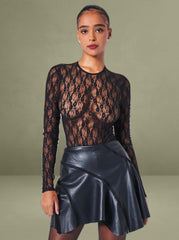Black Lace Long Sleeve Bodysuit