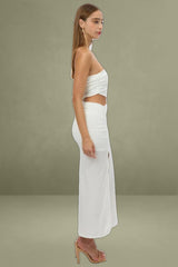 White Bodycon Dress One Shoulder Maxi