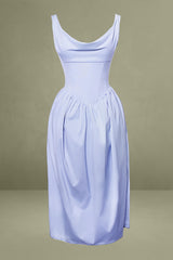 Reina Blue Drop Waist Corset Midi Dress