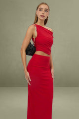 Red Bodycon Dress Maxi Mesh
