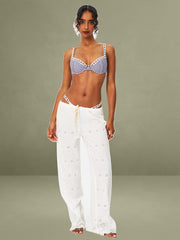 Gingham Lace Decoration Bikini Top