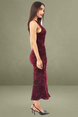 Red Bodycon Dress Burnout