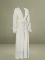 Jacquard Chiffon Long Sleeve Maxi Dress