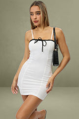 White Bodycon Dress Singlet Bow Front
