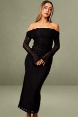 Black Bodycon Dress Off Shoulder Lace