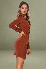 Brown Mini Dress Long Sleeve