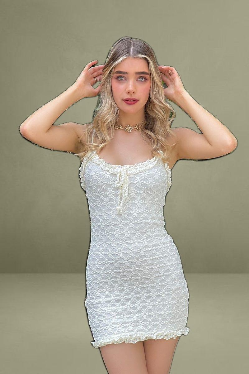 White Bodycon Dress Singlet Lace Mini