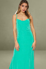 Green Midi Cowl Neck Dress