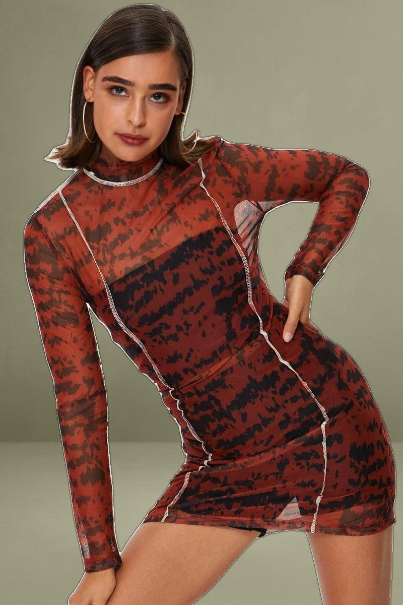 Print Tie Dye Overlocked Bodycon Dress