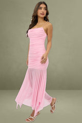 Pink Bodycon Dress Singlet Maxi