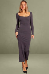 Grey Bodycon Dress Long Sleeve