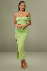 Green One-Shoulder Maxi Bodycon Dress