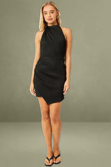 Black Bodycon Dress Textured Mini