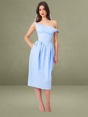 Reina Blue Drop Waist Corset Midi Dress