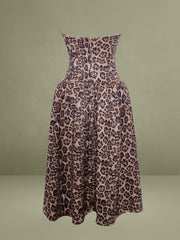 Uchenna Cheetah Print Stretchy Strapless Midi Dress with lace trim