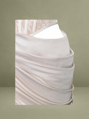 Callie Pearl White Lace Satin Corset High Slit Gown