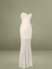 Zayne Butter Yellow Ruch Breast Chiffon Mermaid Maxi Dress