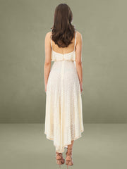 Idra Lace Trim Sleeveless Crochet Midi Trailing Dress