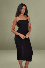 Black Textured Bodycon Dress