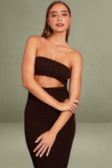 Brown Bodycon Dress Textured