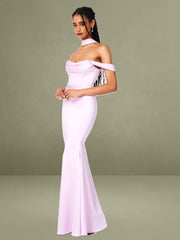 Ivona Mauve Halter Neck Double Duchess Satin Gown
