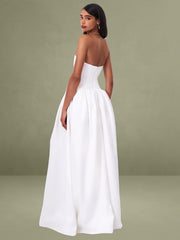 Naila Lace Trim Strapless Drop Waist Wedding Gown