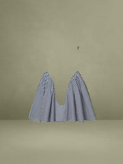 Melody Navy Blue Railroad Stripe Halter Drop Waist Mini Dress