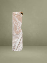 Callie Pearl White Lace Satin Corset High Slit Gown