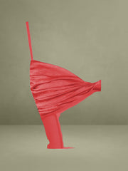 Dahlina Red Ruched Waist High Slit Maxi Dress