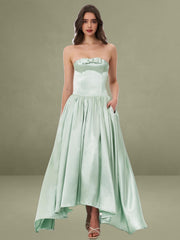 Lael Mint Green Back Button Trailing Gown