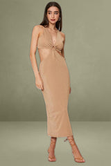 Gold Midi Dress Sleeveless