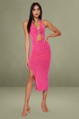 Pink Midi Dress Slinky Jersey