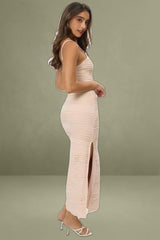 Orange Bodycon Dress Sleeveless Midi