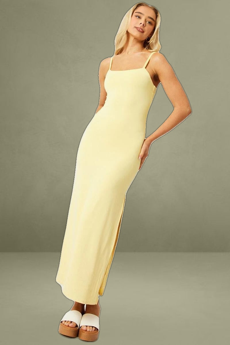 Yellow Bodycon Dress Maxi Supersoft