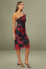 Black Floral One-Shoulder Bodycon Dress