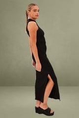 Black Maxi Dress High Neck Sleeveless