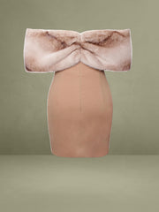 Nadira Off Shoulder Fur Trim Mini Dress