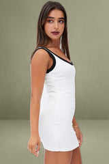 White Bodycon Dress Sleeveless Mini Rib Jersey