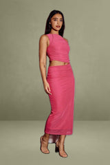 Pink Maxi Mesh Bodycon Dress